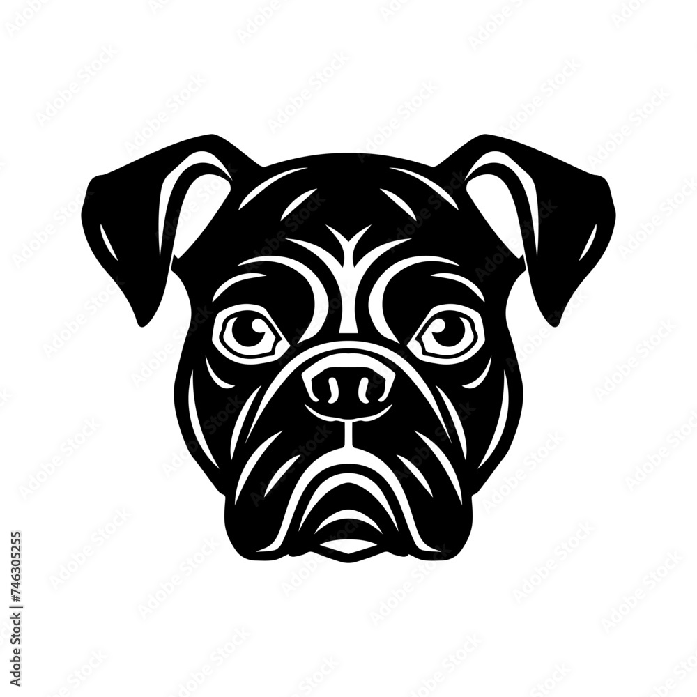 Boxer dog portrait vector icon Boxer dog portrait vector icon