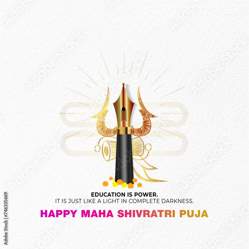 Maha shivratri puja, lord shiva trishul creative concept.
