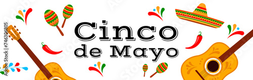 Cinco de Mayo, May 5. Celebrating Mexican heritage. Fiesta banner design. Vector illustration © Ardkyuu
