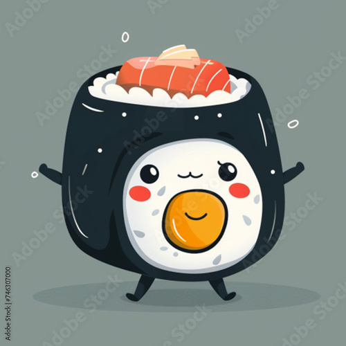 Vector sushi cartoon character illustration ai technology