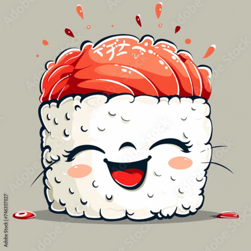Vector sushi cartoon character illustration ai technology