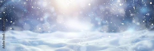 a snowy background with a light showing through snow, Winter snow background with snow flakes, christmast background