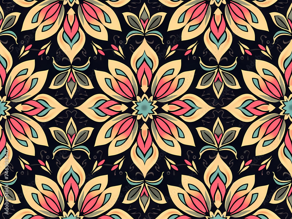 art pattern seamless design for background, wallpaper, flower, fabric, carpet, mandalas, clothing, wrapping, sarong, tablecloth, shape, geometric pattern, ethnic pattern, traditional. illustration