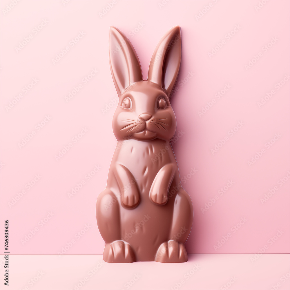Beautiful cute realistic chocolate bunny on a pink background. Chocolate Easter bunny. Happy easter. Beautiful cute realistic chocolate bunny on a pink background. Chocolate Easter bunny. Happy easter.