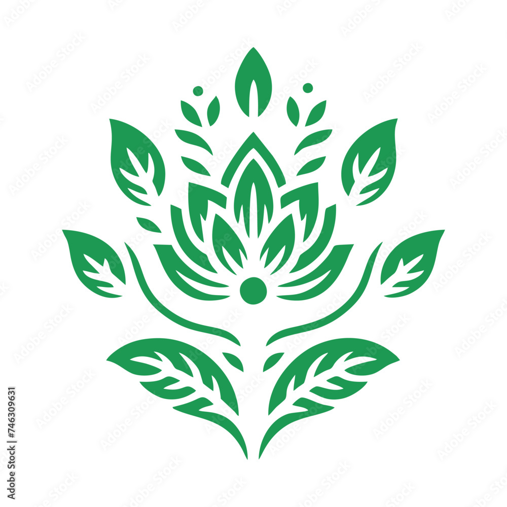 set of green leaves set of green leaves