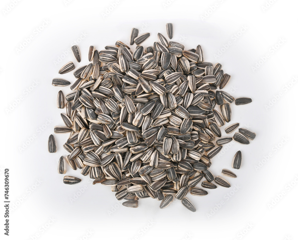 Heap of sunflower seed on white background Heap of sunflower seed on white background