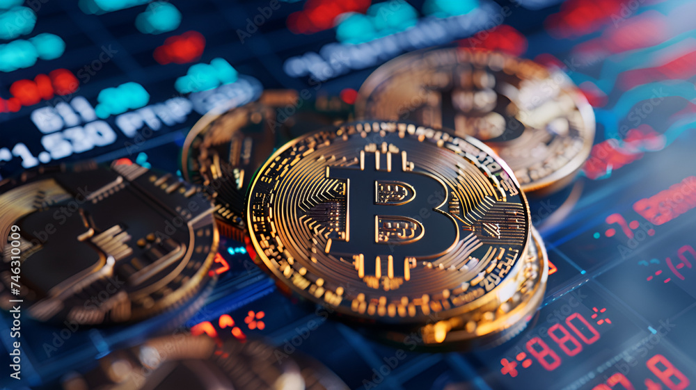 Bitcoin background, crypto trading, coins Bitcoin background, crypto trading, coins