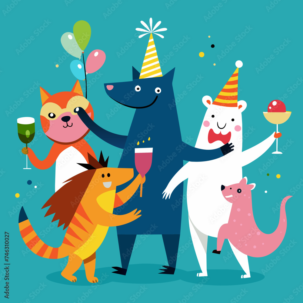 Quirky illustrations of party animals. vektor illustation Quirky illustrations of party animals. vektor illustation