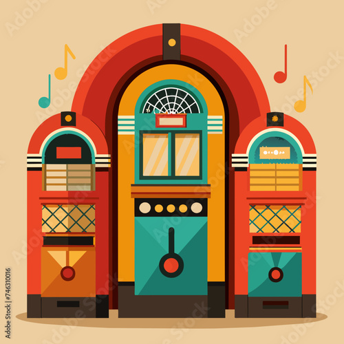Vintage jukeboxes playing classic tunes. vektor illustation photo