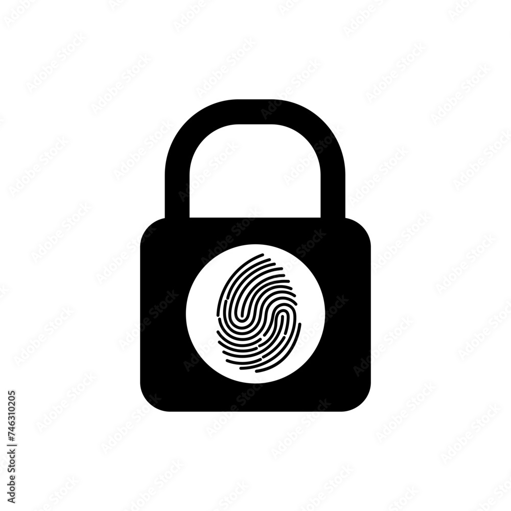 Padlock with Fingerprint Cyber Security Flat Icon Padlock with Fingerprint Cyber Security Flat Icon