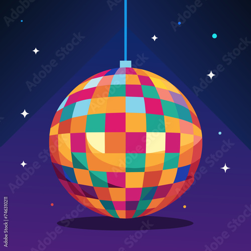 A colorful disco ball reflecting lights. vektor illustation