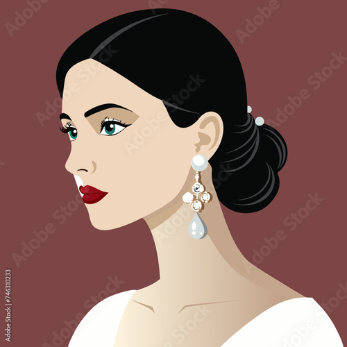 A bride's stunning diamond earrings. vektor illustation