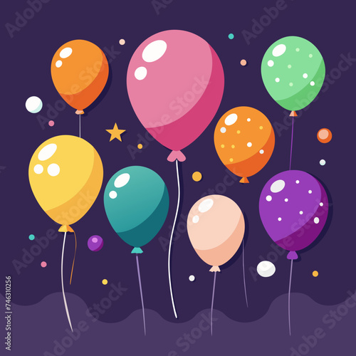 Festive balloons in various shapes and sizes. vektor illustation