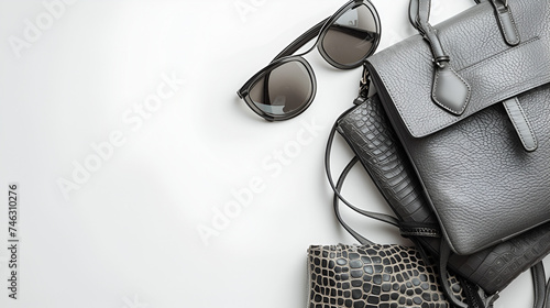 Womens accessories with gray handbags, generative ai