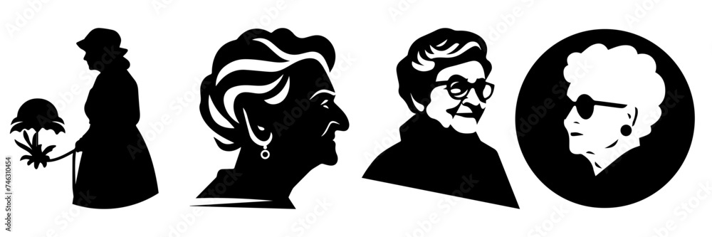 Hand drawn vector illustration  sketch of old women 