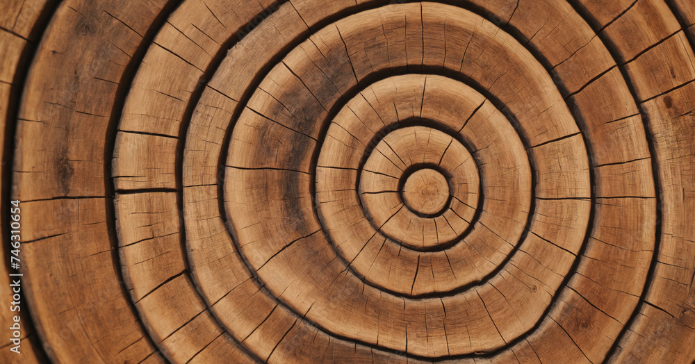 Fototapeta premium An isolated cross-section of a tree trunk showing concentric rings and wood texture on a white background.