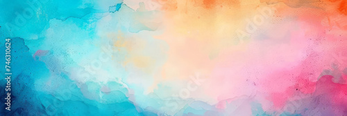 colorful watercolour background,pink yellow orange red blue cyan green watercolor paint background . banner © Planetz