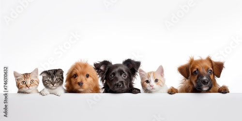 Dog and cat on white background. Shelter pets, animals. Veterinary, zooclinic, goods for animals. © Aleksandr