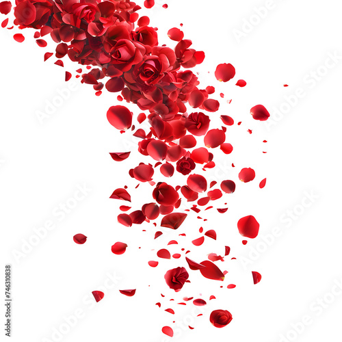 transparent background with falling red rose petals