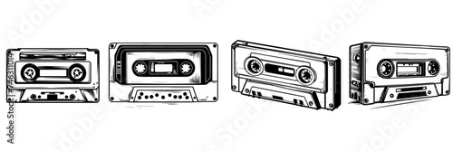 Hand drawn vector illustration  sketch of cassette 