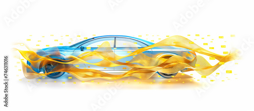 Futuristic car design, infographic of vehicle in the future with moving moment, airo dynamic wave, energy of the future, photo