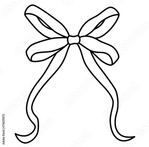 cute kawaii pink coquette aesthetic ribbon bow outline decoration doodle illustration