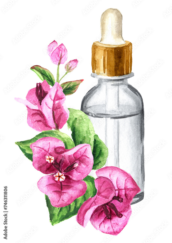 Natural bio organic moisturizing serum. Container for cosmetic collagen product. Hand drawn watercolor illustration isolated on white background Natural bio organic moisturizing serum. Container for cosmetic collagen product. Hand drawn watercolor illustration isolated on white background