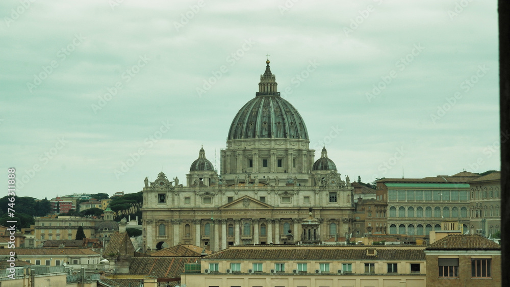 Panoramic view of St. Peter's Basilica and Square in Vatican City