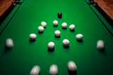 Strong hit by a player with a billiard cue on the ball