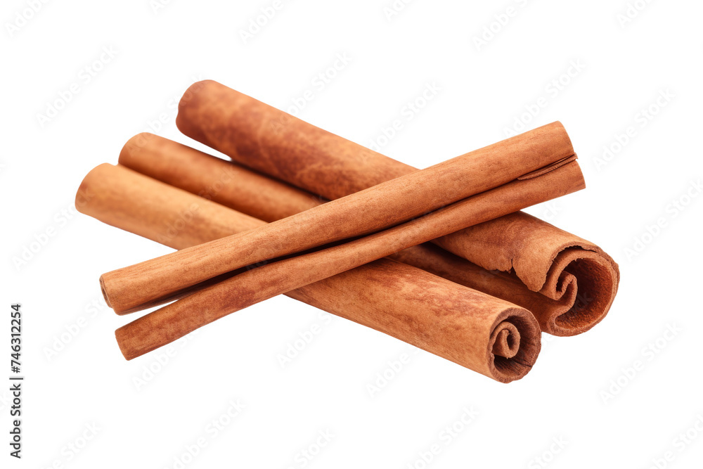 Stack of Cinnamon Sticks. A pile of cinnamon sticks neatly stacked on top of each other, showcasing their distinctive reddish brown color and rough texture. On PNG Transparent Clear Background.