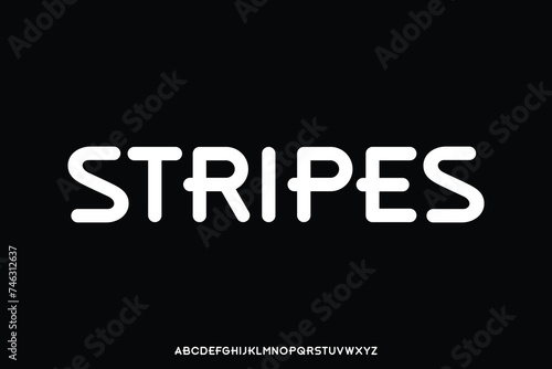 Modern rounded clean alphabet display font vector. Decorative sans serif typeface