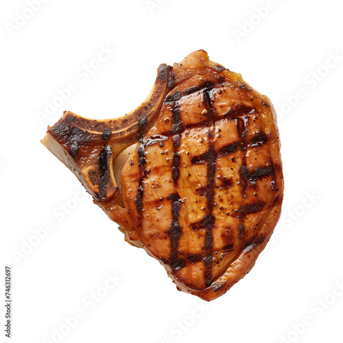 Grill pork chop Isolated on transparent background