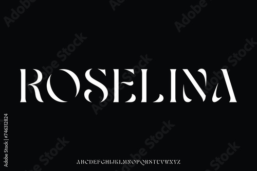 Beautiful natural stencil type alphabet display font vector. Elegant typeface