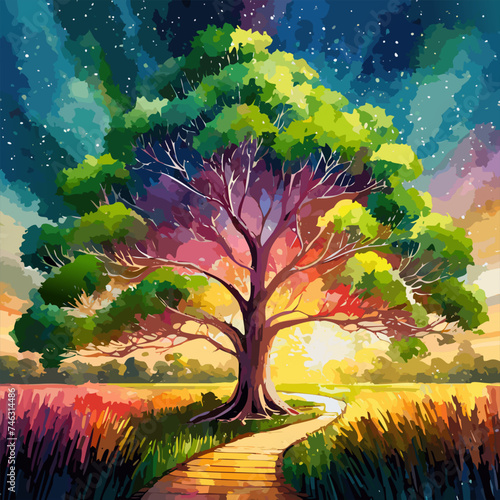 Rainbow tree background
