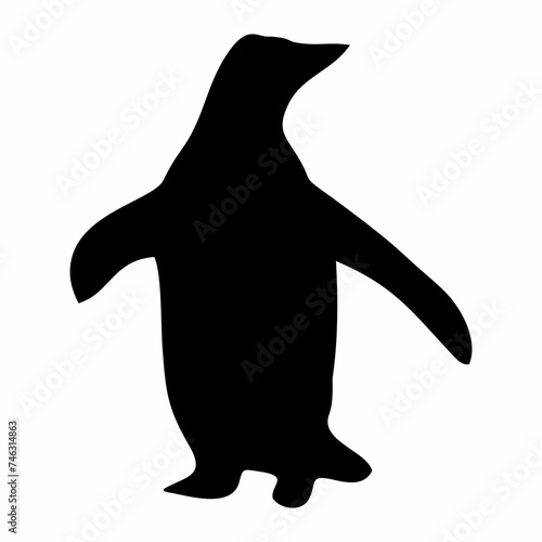 black penguin silhouette walking and skating