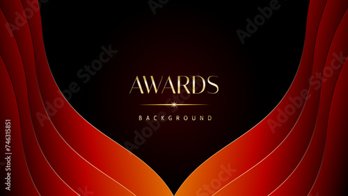Red orange and golden awards graphics background.  Elegant orange premium template design. Wedding invitation card. Engagement ceremony invite. Luxury premium corporate abstract design template.