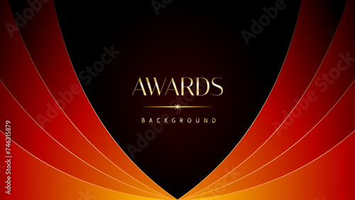Red orange and golden awards graphics background.  Elegant orange premium template design. Wedding invitation card. Engagement ceremony invite. Luxury premium corporate abstract design template.