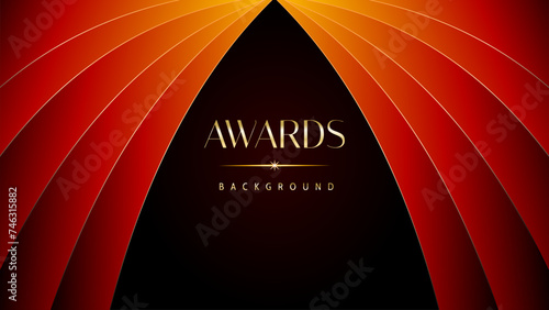 Red orange and golden awards graphics background.  Elegant orange premium template design. Wedding invitation card. Engagement ceremony invite. Luxury premium corporate abstract design template.