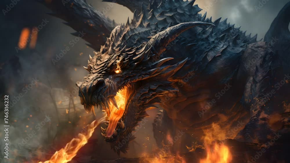 the dragon breathes fire