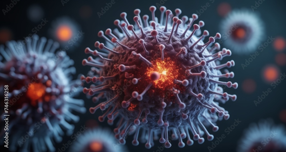 Fototapeta premium Viral Infection - A Close-Up Look at the Science of Pandemics