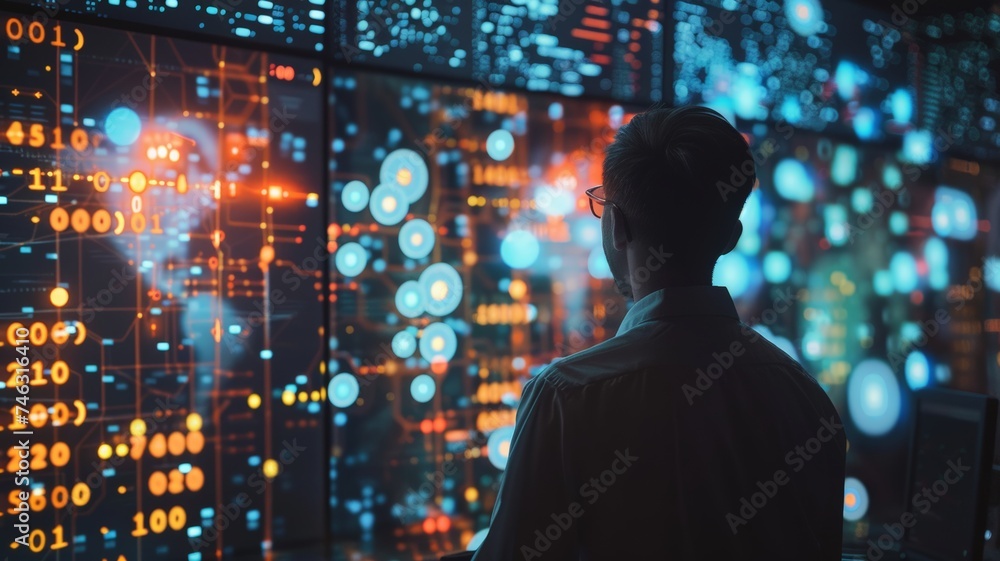 Data Science and Big Data Technology Scientists calculate, analyze, and visualize complex datasets on computers. artificial intelligence machine learning AI business analysis Data Science and Big Data Technology Scientists calculate, analyze, and visualize complex datasets on computers. artificial intelligence machine learning AI business analysis