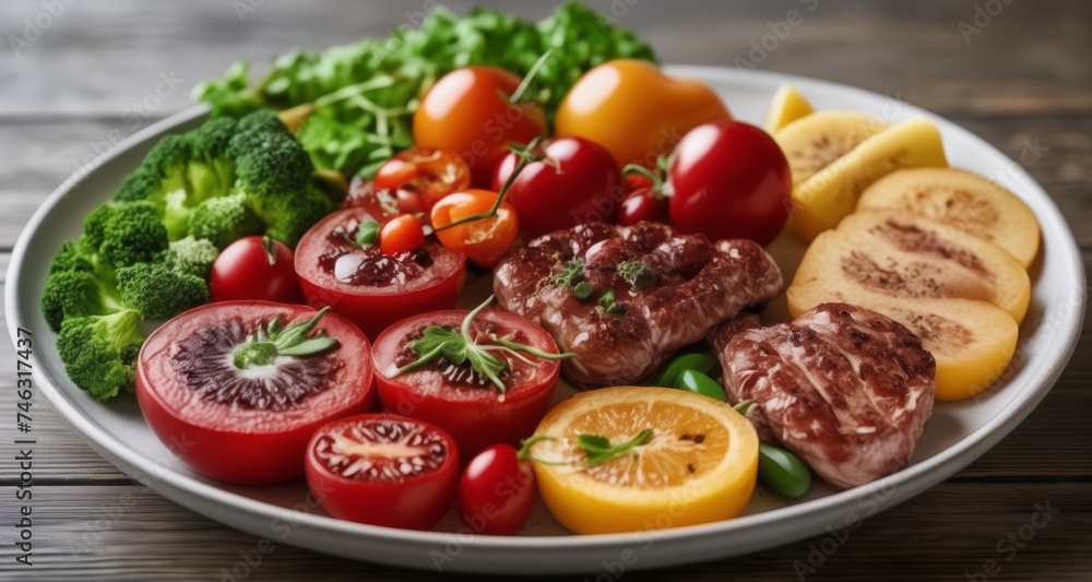 A vibrant and healthy meal, ready to be savored A vibrant and healthy meal, ready to be savored
