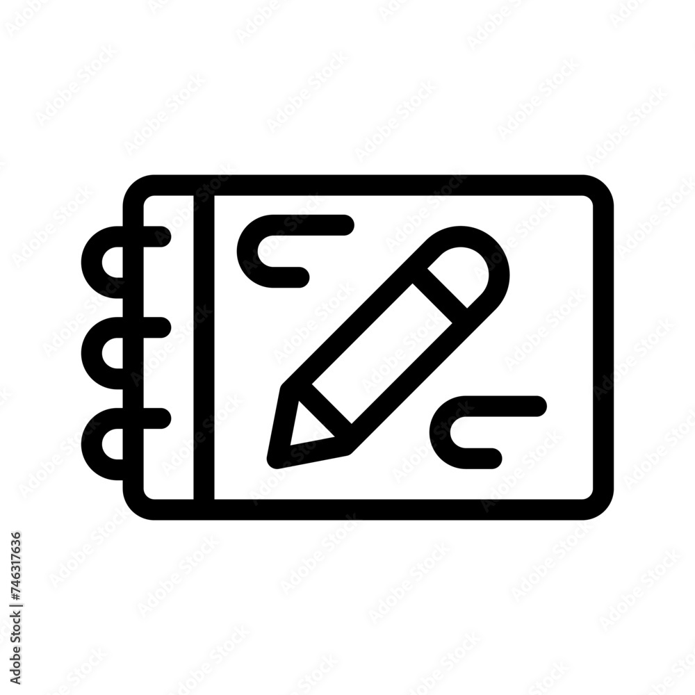 sketchbook line icon illustration vector graphic. Simple element illustration vector graphic, suitable for app, websites, and presentations isolated on white background sketchbook line icon illustration vector graphic. Simple element illustration vector graphic, suitable for app, websites, and presentations isolated on white background