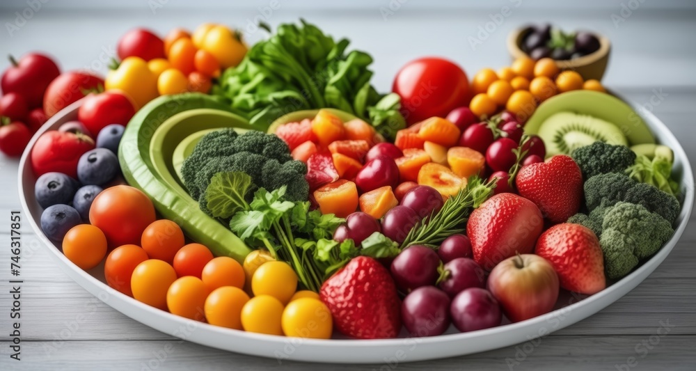 Vibrant fruit and vegetable salad, ready to be enjoyed! Vibrant fruit and vegetable salad, ready to be enjoyed!