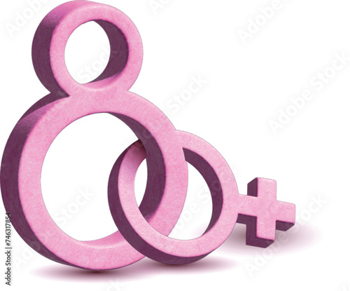 8th March number logo , Women day number logo in pink 