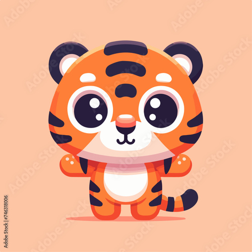 Fototapeta Naklejka Na Ścianę i Meble -   flat vector logo of  tiger  , flat vector logo of cute tiger , flat logo of tiger , flat logo of cute tiger