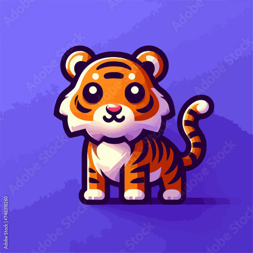 Fototapeta Naklejka Na Ścianę i Meble -   flat vector logo of  tiger  , flat vector logo of cute tiger , flat logo of tiger , flat logo of cute tiger