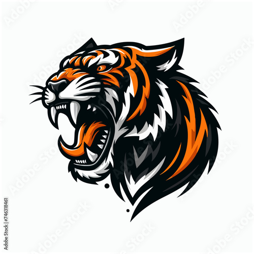  flat vector logo of  tiger    flat vector logo of cute tiger   flat logo of tiger   flat logo of cute tiger