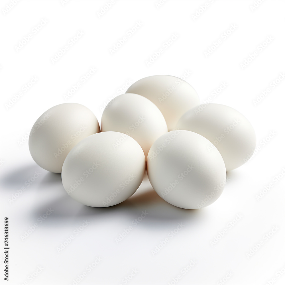 white eggs neatly arranged against a pure white background, symbolizing themes of freshness, health, and natural simplicity white eggs neatly arranged against a pure white background, symbolizing themes of freshness, health, and natural simplicity
