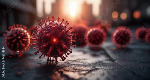  Viral outbreak - A microscopic view of a pandemic threat © vivekFx